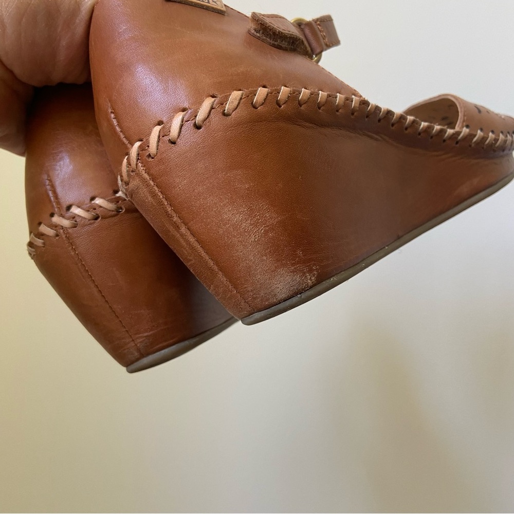 PIKOLINOS Margarita Brown Leather Wedge Sandals Size 41 Cut Out Comfort Boho - Picture 10 of 12